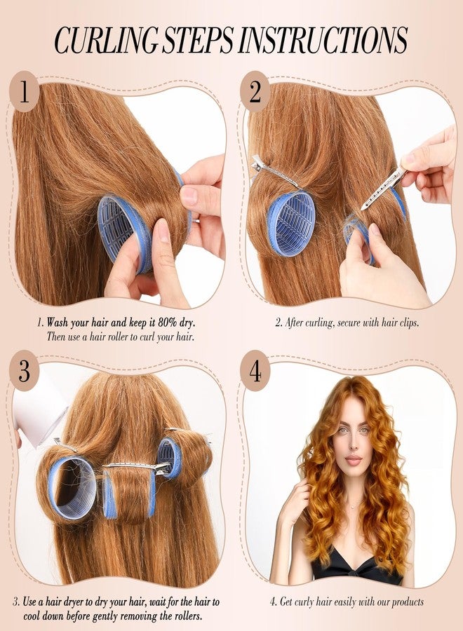 Obeoby 4 Sizes Hair Rollers for Women, 50 Pcs Set Hair Curlers with Clips Comb Curlers for Long Short Curly Hair and Bangs (25, 36, 48, 60mm), Blue - Image 3